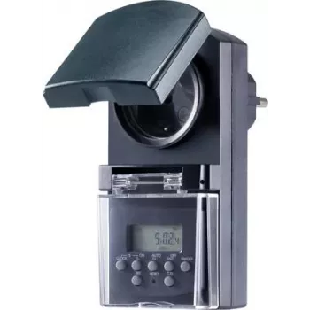Basetech BT-2106308 Digitālais kontaktligzdas taimeris ar nedēļas programmu 1800 W IP44, atpakaļskaitīšanas un nejaušības funkcija