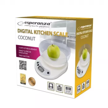 Virtuves elektroniskie svari ESPERANZA EKS007 — 5 kg, 1 g precizitāte, balts