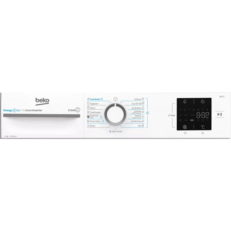 BEKO veļas mazgājamā mašīna BM3WFSU37013WW, 7 kg, Enerģijas klase A, 49.6 cm, 1000 apgr./min, Invertora motors, Steam Cure