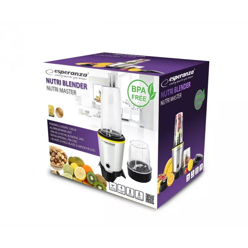 Esperanza EKM028 blender galda blenderis 1000 W Melns, Nerūsējošais tērauds