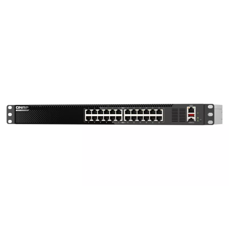 QNAP QSW-M3224-24T tīkla slēdzis, pārvaldīts L3, 10G Ethernet (100/1000/10000), 1U, melns, sudrabs