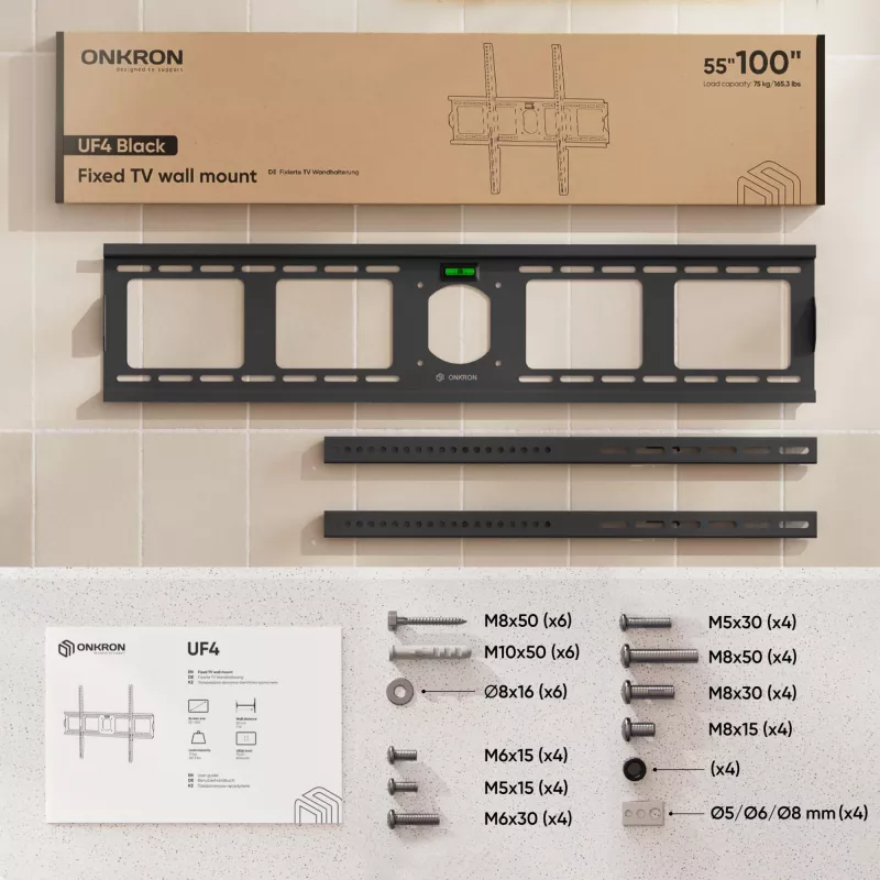 TV sienas stiprinājums 55-100 collām/melns UF4-B Onkron