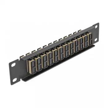 Fiber optikas sadales panelis DeLOCK 10 collu 12 portu SC Duplex bēšs 1U melns