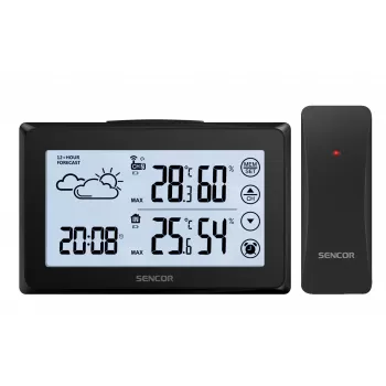 Laika stacija SENCOR SWS 2850 — iekštelpu/āra temperatūra un mitrums, 1 bezvadu sensors, 433.92 MHz, max/min atmiņa