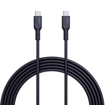 AUKEY CB-SCC241 USB-C uz USB-C kabelis, Power Delivery 240W 5A 20V, 1m, neilona pīts, melns