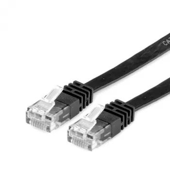 VALUE tīkla kabelis RJ-45 (M) – RJ-45 (M) 1 m UTP CAT 6a bezhalogēns, presēts, plakans, melns (21.99.0821)