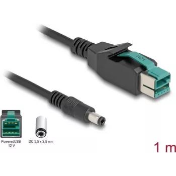DeLOCK PoweredUSB kabelis vīrietis 12 V uz DC 5,5 x 2,5 mm vīrietis 1 m