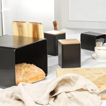 Salter BW129001EU7 4-daļu maizes kastes komplekts – melns matēts