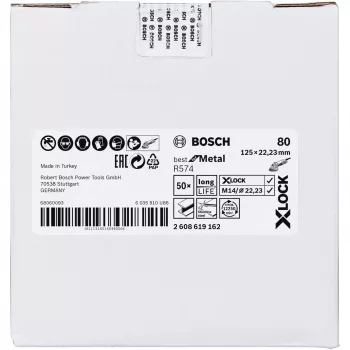 Slīpēšanas disks Bosch X-LOCK R574 Best for Metal 125 mm K 80, abrazīvs ritenis metālam