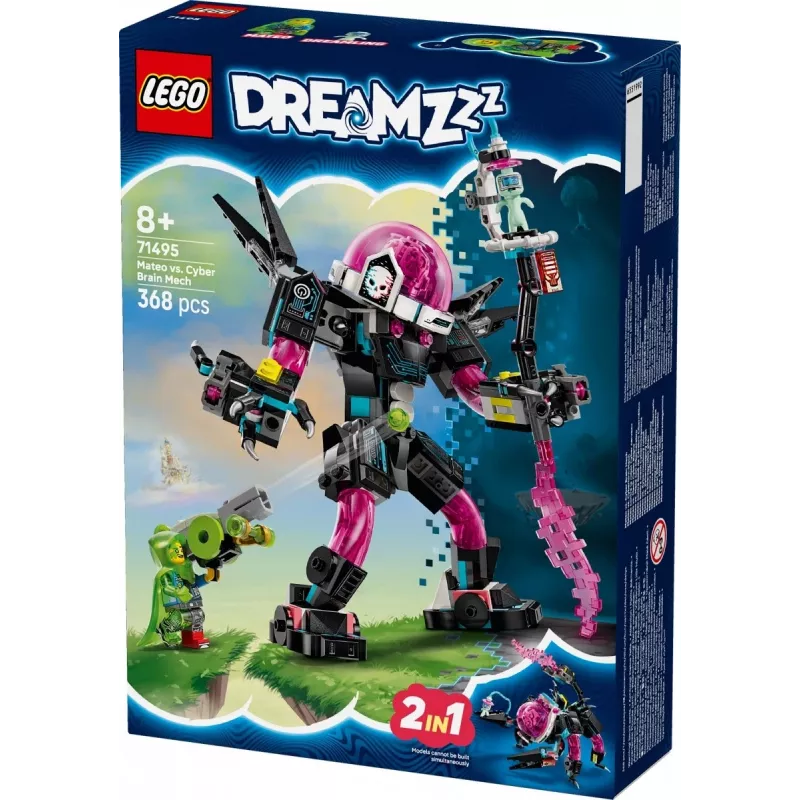 Konstruktors LEGO 71495 Mateo pret Kiberprāta mehu — rotaļu komplekts ar minifigūrām un uzbūvējamu mehu