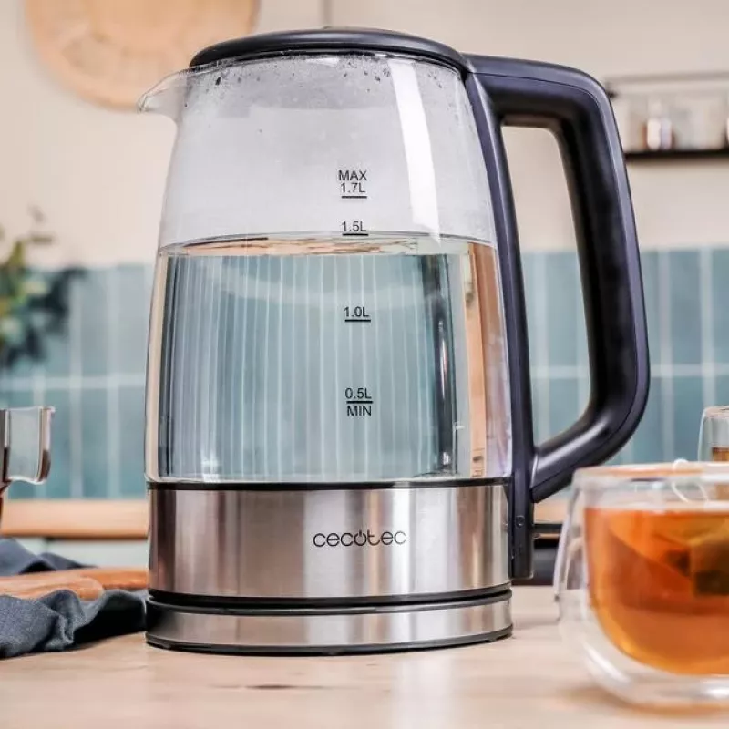 Cecotec Tējkanna ThermoSense 340 Clear, 2200 W, 1.7 L, stikla, 360° grozāma pamatne