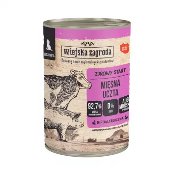 Slapjā suņu barība wiejskazagroda Tītars ar Jēru 800 g skārdenē