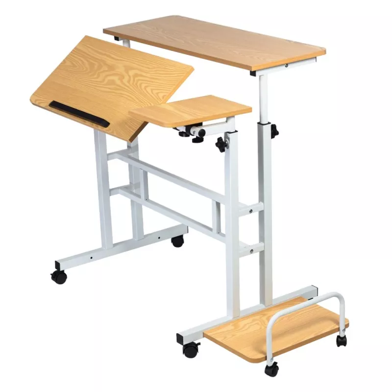 Maclean MC-124 W mobilais laptopa galds, balts, 80x60 cm, 50 kg, augstums 67-115 cm