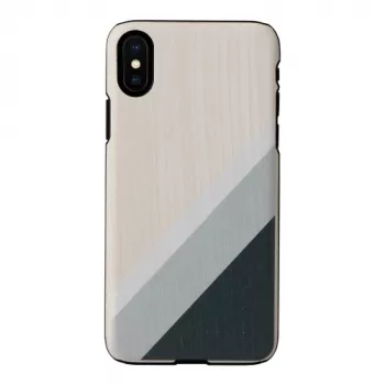 Mobilā telefona maciņš no koka un polikarbonāta iPhone X/XS — pelēks ar melniem akcentiem