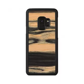 Viedtālruņa maciņš Samsung Galaxy S9, dabīgais koks/policarbonāts, baltais melnkoks/melns
