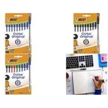 Stiķa lodīšu pildspalva BIC 516354 dažādās krāsās vidēja 10 gab.