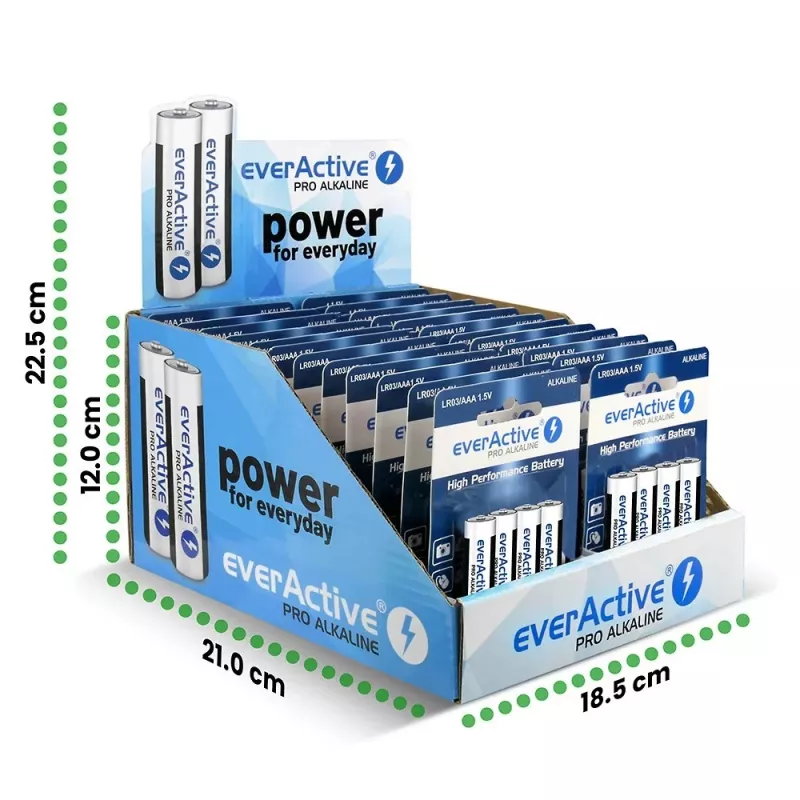 Alkaline baterijas everActive AAA LR03 1,5V 96 gab. iepakojums