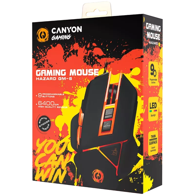 CANYON pele Hazard GM-6 LED Vadu Melna Oranža