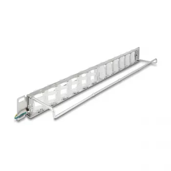 DELOCK 19 inch 24-portu keystone sadales panelis, slīpi porti, 1U metāla korpuss