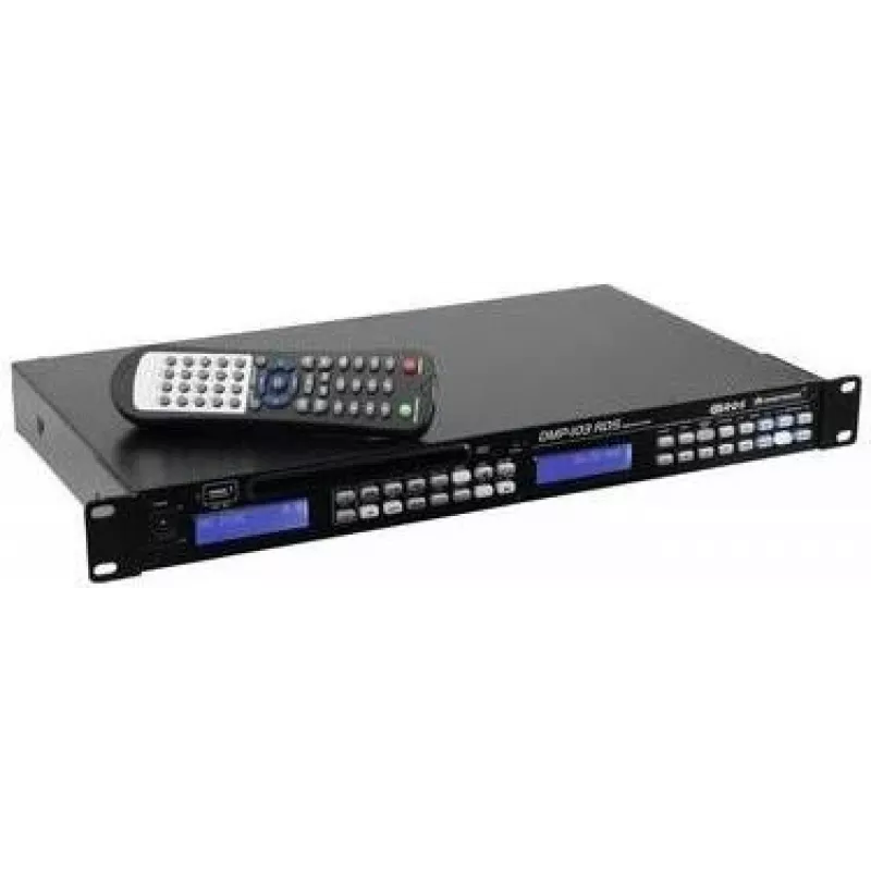Media atskaņotājs Omnitronic DMP-103RRS Stereo USB SD — stereo atskaņošana, USB un SD kartes atbalsts, RDS FM uztvērējs