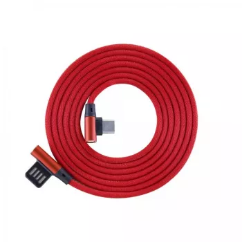 Sbox USB->Type-C 90° 1.5m Zemeņu sarkans