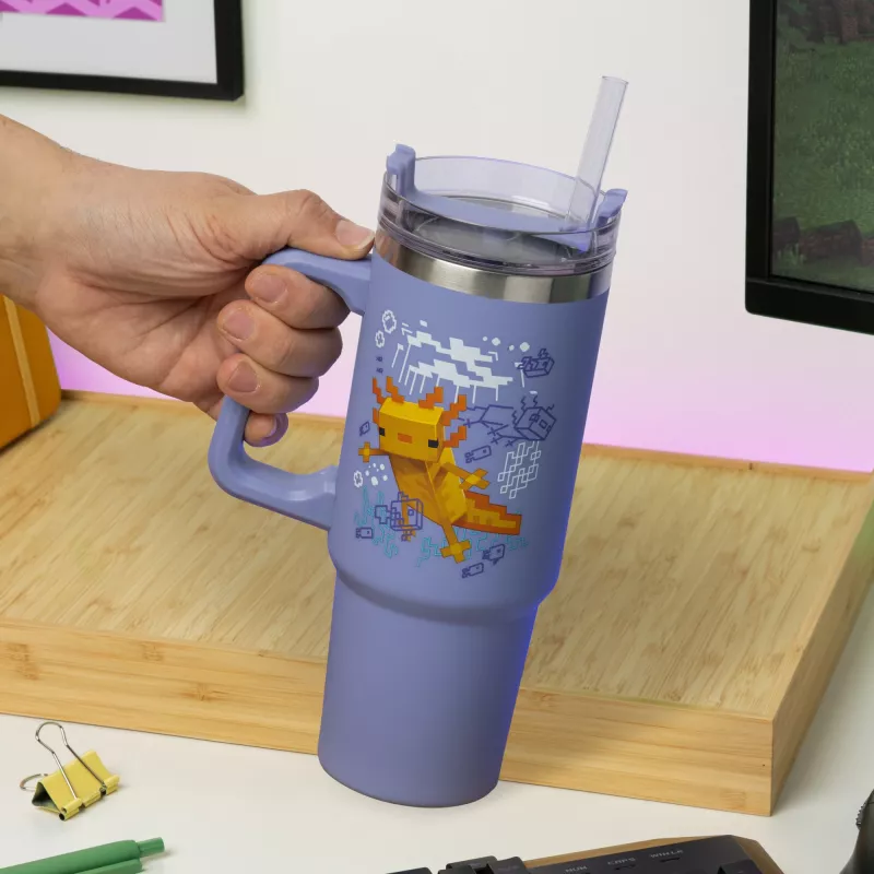 Dzeramā pudele Paladone Minecraft Axolotl 900 ml – atkārtoti lietojama ūdens pudele