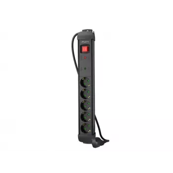 Lanberg SP1-05F-0300-BK Pagarinātājs 3 m 5 AC kontaktligzdas Iekštelpām Melns