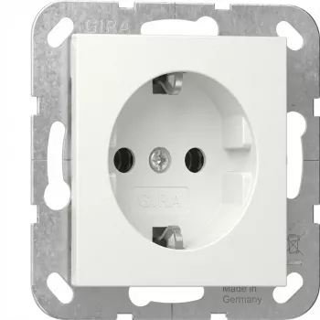 Gira SCHUKO kontaktligzda System 55 Reinweiß 418803 — iegremdējamā aizsargzemējuma izeja