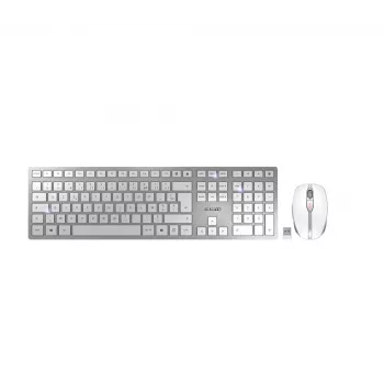 CHERRY DW 9100 SLIM bezvadu tastatūras un peles komplekts, RF Wireless + Bluetooth, AZERTY, franču, sudraba