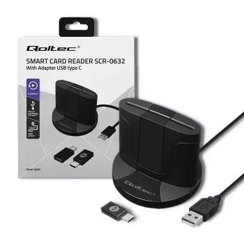 Viedkaršu lasītājs Qoltec 50632 USB 2.0 Melns 1m Kabelis