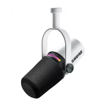 Shure MV7+-W - tribīnes/balss mikrofons ar XLR/USB-C savienotāju, balts