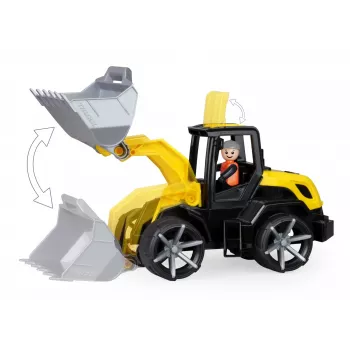 Rotaļlietu buldozers Lena Truxx 2 atvērta kaste 04512, plastmasas celtniecības transportlīdzeklis, stumšanas spēle, kompakts izmērs