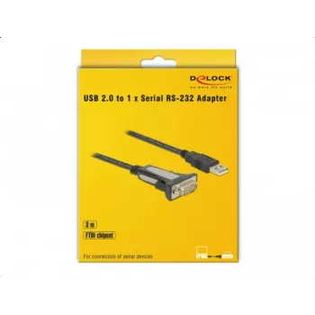 DELOCK Adapter USB 2.0 Type-A uz 1 x Seriālais RS-232 DB9 3 m