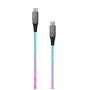 USB-C uz USB-C uzlādes kabelis FIXED FIXDLED-CC-RA ar PD atbalstu un fiksētu garumu, integrēta varavīksnes LED
