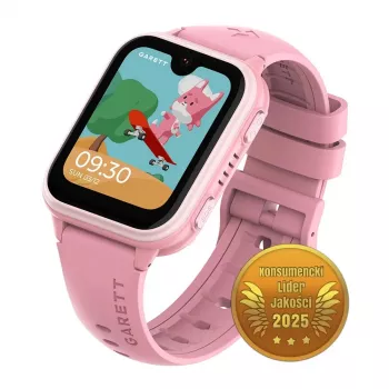 Garett Kids Vibe Ai 4G rozā bērnu viedpulkstenis ar GPS izsekošanu un ūdensizturību