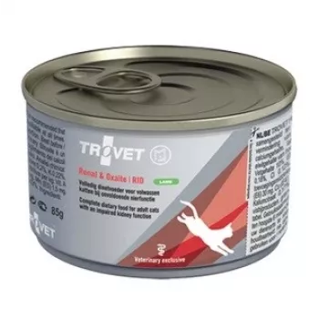 Slapjā barība kaķiem TROVET Renal & Oxalate RID Lamb 100 g — veterinārā diēta pieaugušiem kaķiem, nieru un oksalātu atbalstam