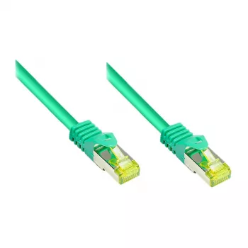 RJ45 savienotājkabelis ar Cat.7 neapstrādātu kabeli un fiksatora aizsardzību (RNS®), S/FTP, PiMF, bezhalogēna, 600MHz, OFC, Zaļš, 50m, Good Connections® (8070R-500G)