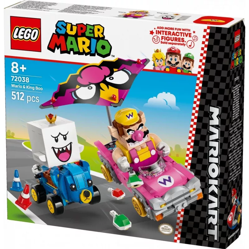LEGO konstruktors 72038 Super Mario Mario Kart Wario King Buu Huu – figūras un trases elementi