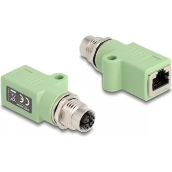 DeLOCK 60681 M12–RJ45 savienotājs, zaļš, zeltīti kontakti