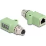 Delock 60682 M12 X-coded 8-pin sieviešu uz RJ45 sieviešu adapteris, Cat.5e, taisns, zaļš