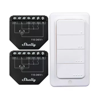 Shelly WiFi Vadības Komplekts Shutter BLU RC Button 4 — viedais relejs rullo žalūzijām un žalūzijām