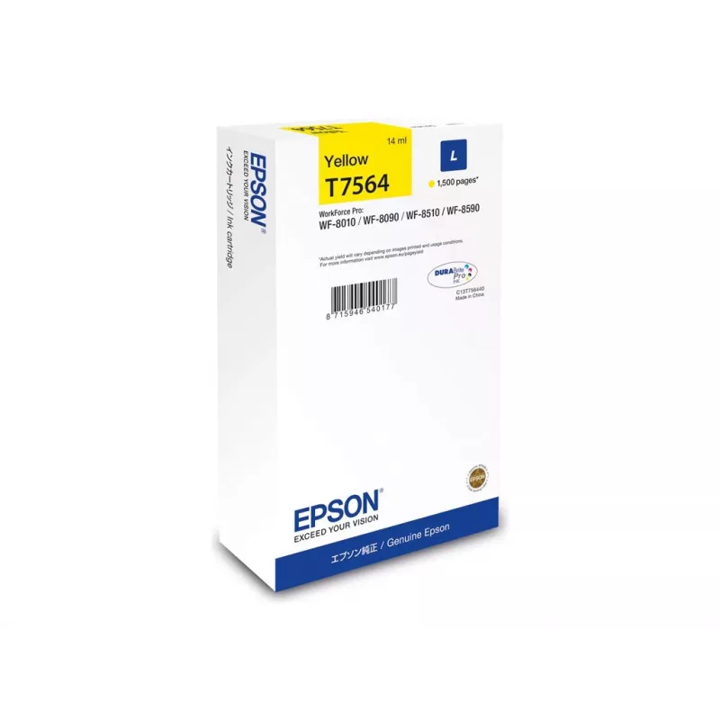 Epson C13T75644N oriģinālā tintes kasetne 1 gab. Augstas ražības dzeltena