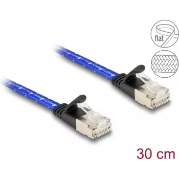 Tīkla kabelis DeLOCK RJ45 plakans Cat.6A 0.3m zils