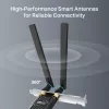 TP-LINK Archer TX10E AX900 PCIe Wi-Fi 6 Bluetooth adapteris
