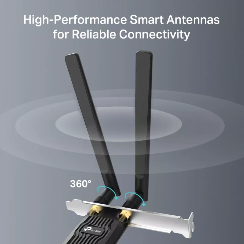 TP-LINK Archer TX10E AX900 PCIe Wi-Fi 6 Bluetooth adapteris