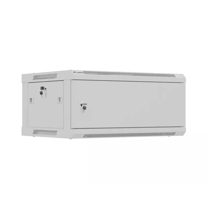 Pie sienas montējams 19 collu instalācijas skapis LANBERG WF01-6404-00S 4U 600×450 mm, pelēks