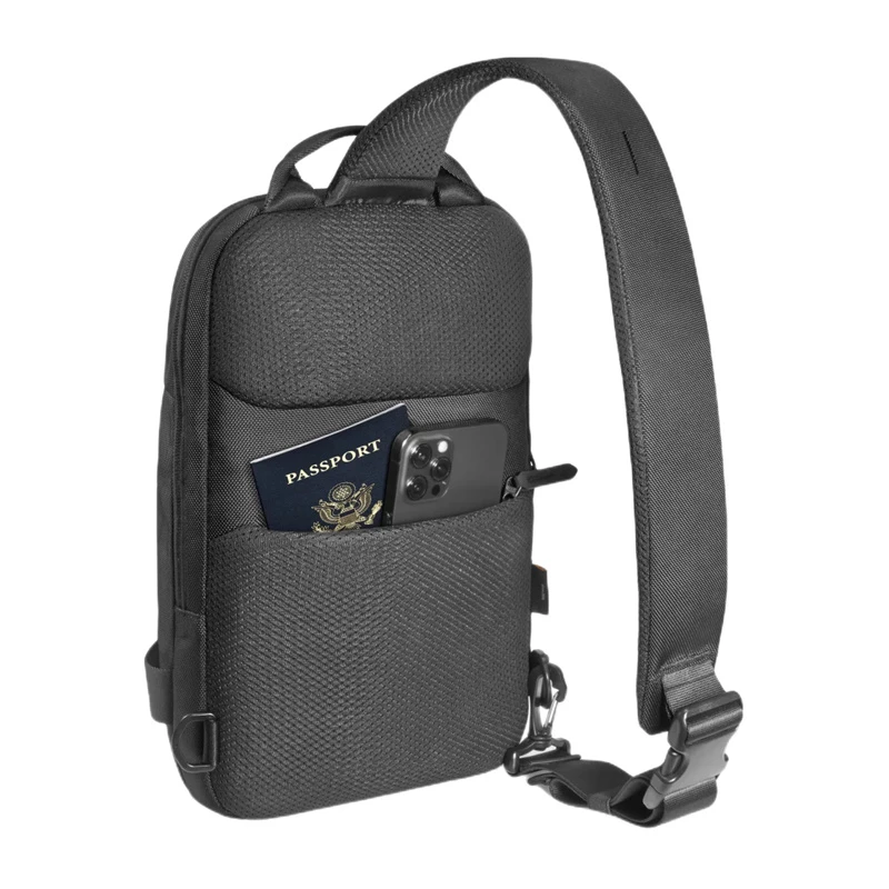 Crossbody soma Tomtoc Navigator-T24 S — melna, kompakta ikdienas nēsāšana