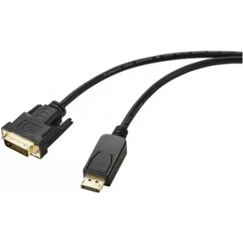 Renkforce DisplayPort / DVI adaptera kabelis, DisplayPort spraudnis, DVI-D 24+1 kontaktu spraudnis, 1.80 m, melns RF-5771518, PVC apvalks