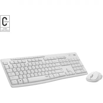 Logitech MK295 Klusā tastatūra un pele, balta, bezvadu ar USB uztvērēju, Šveices izkārtojums, 920-009872