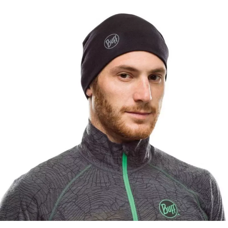 Cepure Buff Merino Midweight — Melna, viena izmēra, merino vilna, rudens/ziema, sportam